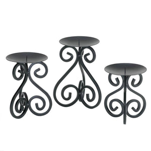 Scrollwork Candle Holders Stand Trio - UNQFurniture