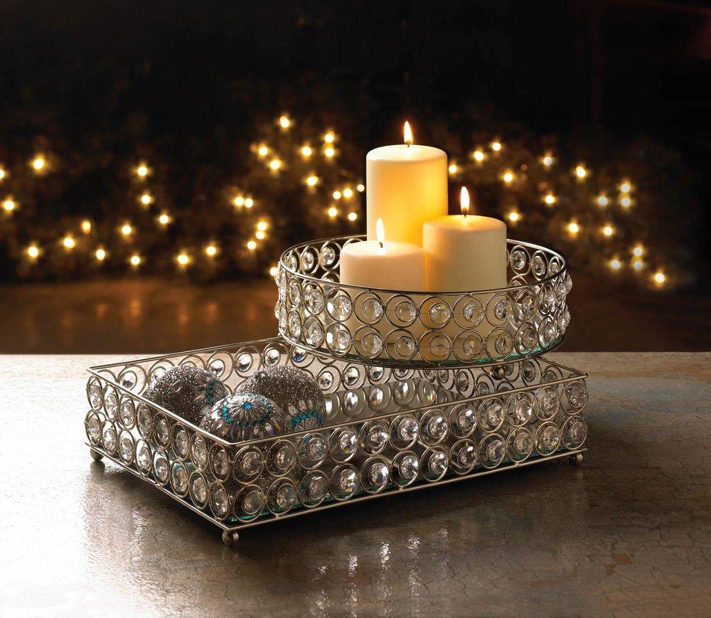 Shimmer Rectangular Jeweled Tray - UNQFurniture