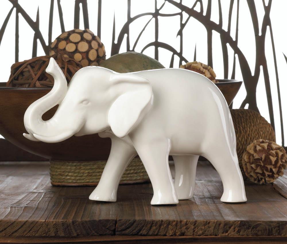 Sleek White Elephant Figurine - UNQFurniture