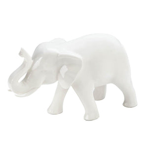 Sleek White Elephant Figurine - UNQFurniture