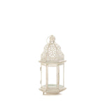 Small Distressed White Lantern - UNQFurniture