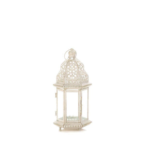 Small Distressed White Lantern - UNQFurniture