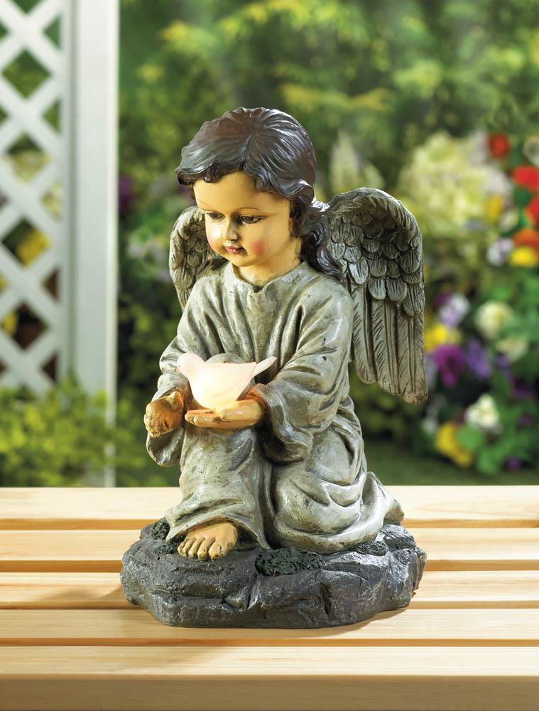 Solar Angel With Dove Statue - UNQFurniture