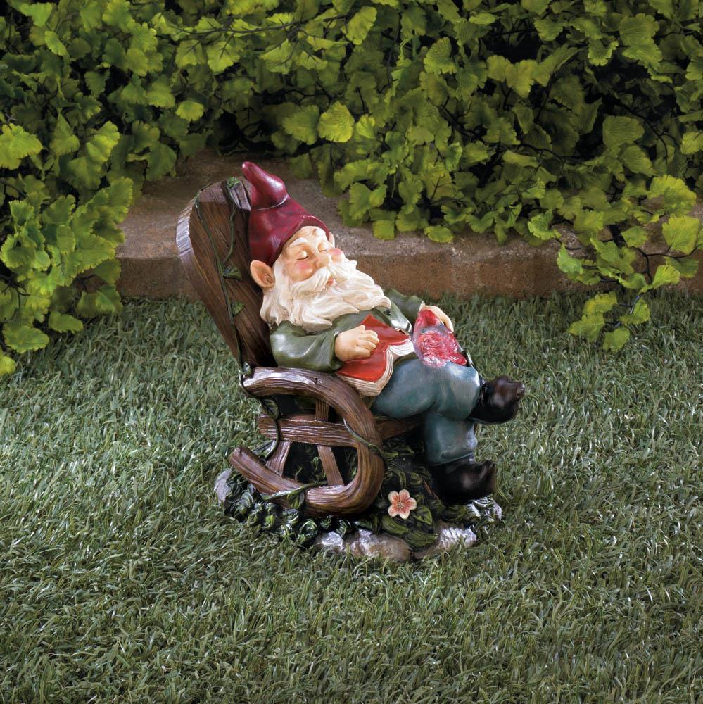 Solar Red Bird Rocking Chair Gnome - UNQFurniture