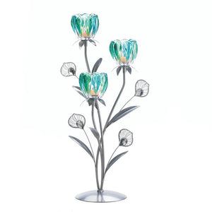 Triple Peacock Bloom Candle Holder - UNQFurniture