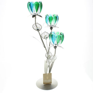 Triple Peacock Bloom Candle Holder - UNQFurniture