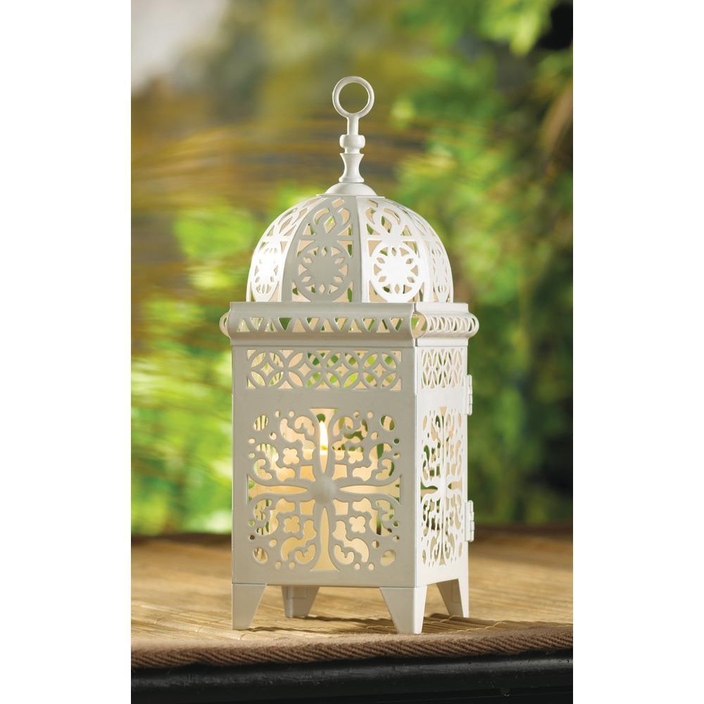 White Filigree Candle Lantern - UNQFurniture