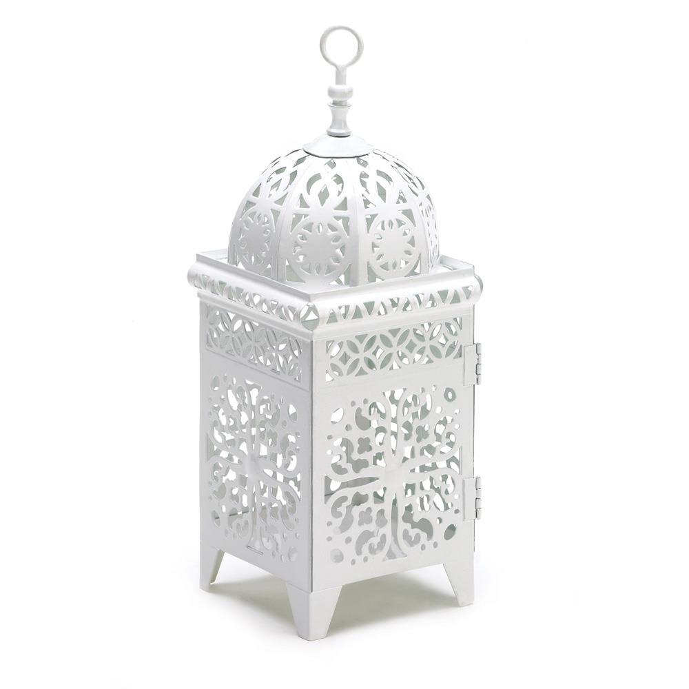 White Filigree Candle Lantern - UNQFurniture