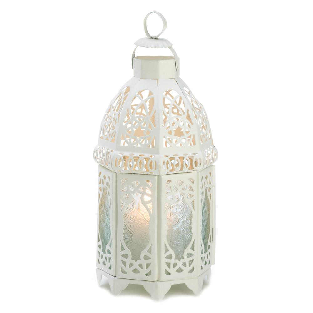 White Lattice Lantern - UNQFurniture