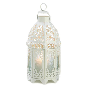 White Lattice Lantern - UNQFurniture