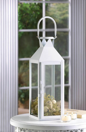 White Manhattan Candle Lantern - UNQFurniture