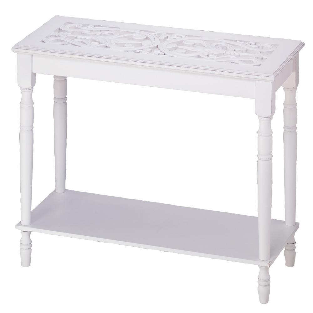 White Wood Carved Table - UNQFurniture