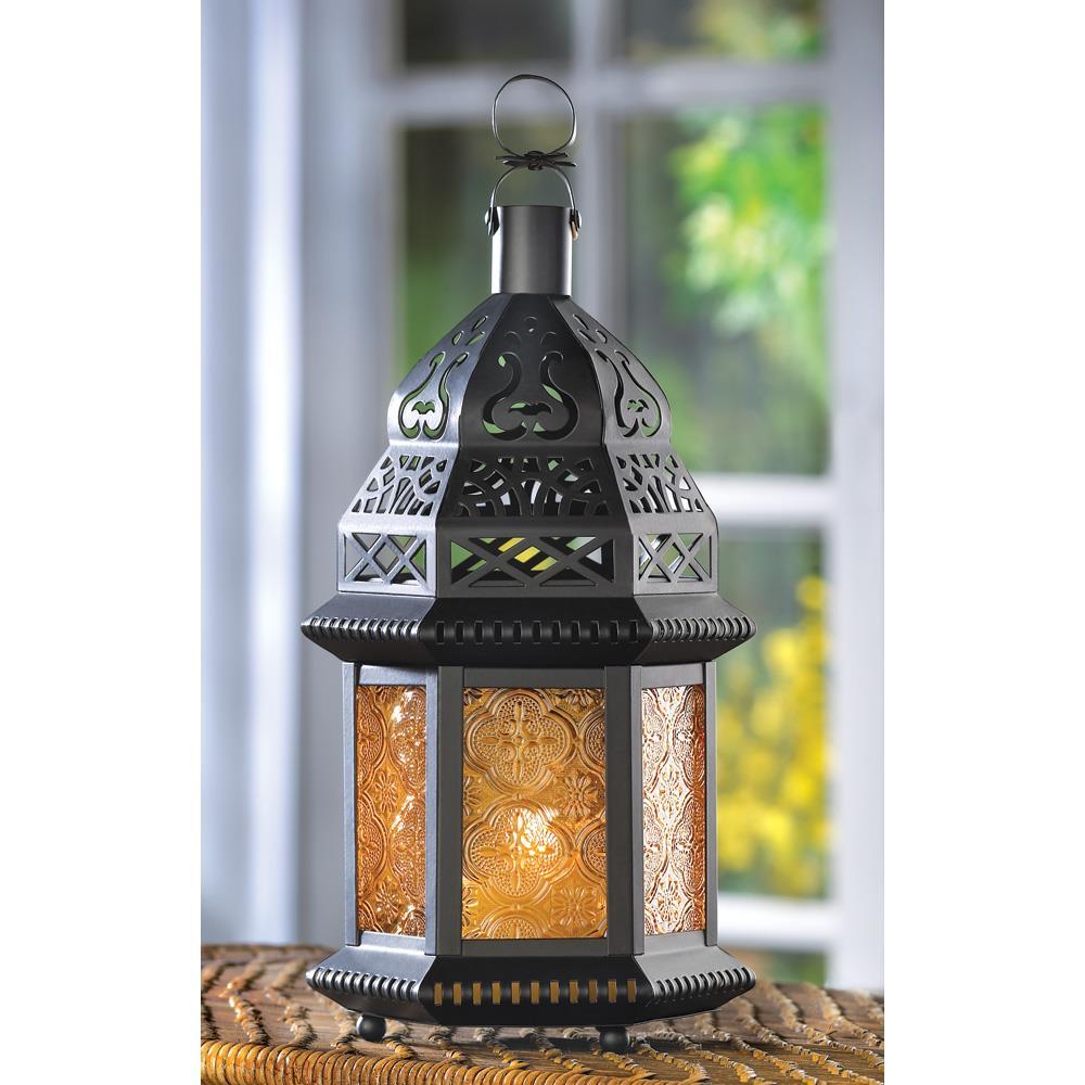 Yellow Glass Moroccan Lantern - UNQFurniture