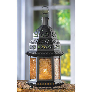 Yellow Glass Moroccan Lantern - UNQFurniture