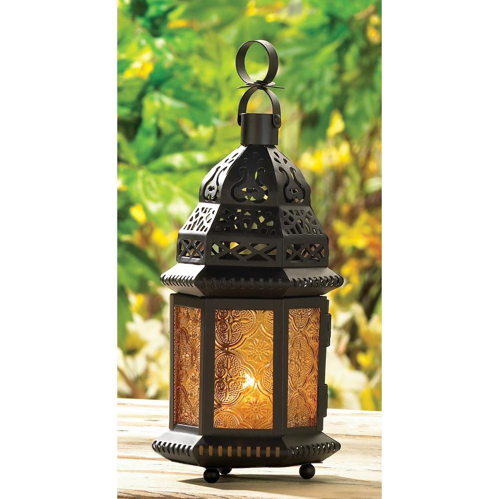 Yellow Glass Moroccan Lantern - UNQFurniture