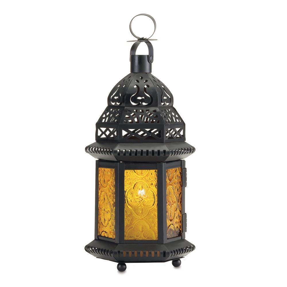 Yellow Glass Moroccan Lantern - UNQFurniture